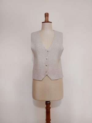 Taupe/Light Beige Knitted Waistcoat
