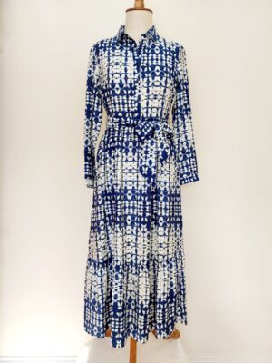Navy/White Printed Dress