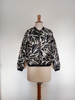 Quilted Zip Jacket - khaki & black