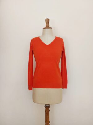 Soft Plain V-Neck Jumper - Orange, BEST SELLER